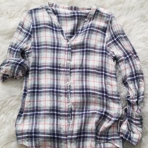 plaid lightweight beach button down size sm